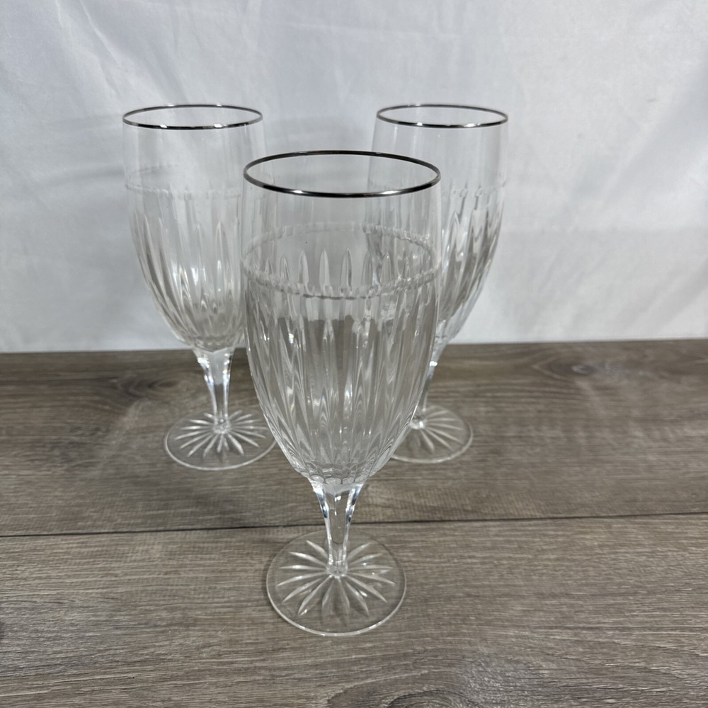 Set Of 3- Miller Rogaska Crystal  Iced Tea / Water Goblets / Glasses